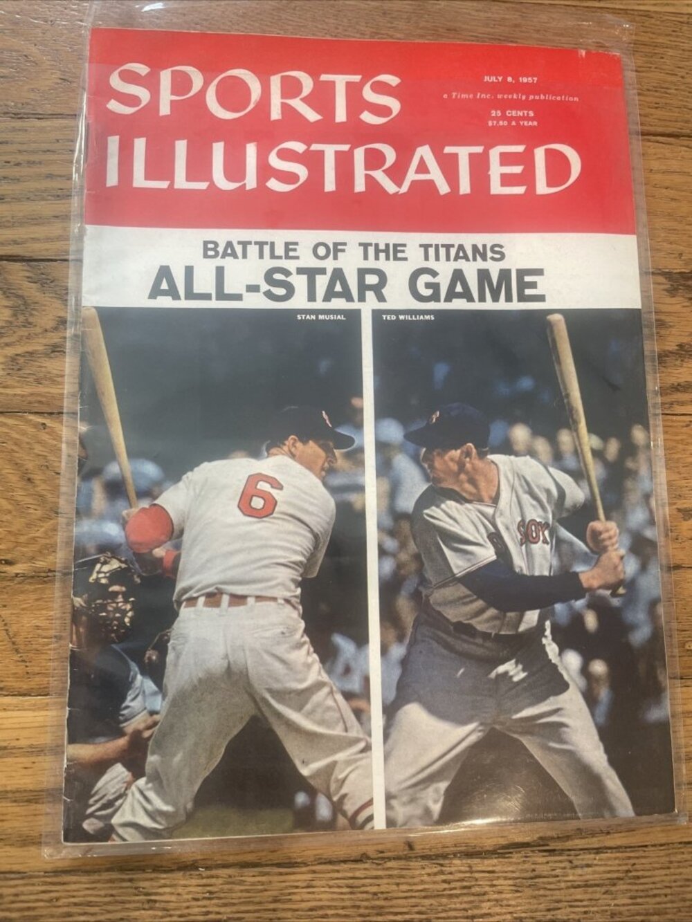Vintage Sports Illustrated July 8, 1957 Ted Williams Stan Musial Newsstand NM